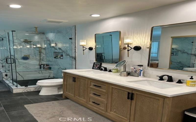 Remodeled Primary Bath with Dual Sinks and Custom Shower