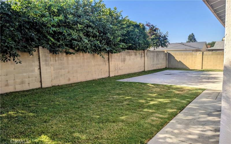 Private Backyard with Patio & Grassy Area