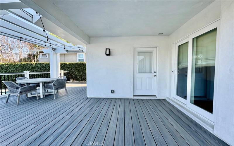 Backyard deck with patio table