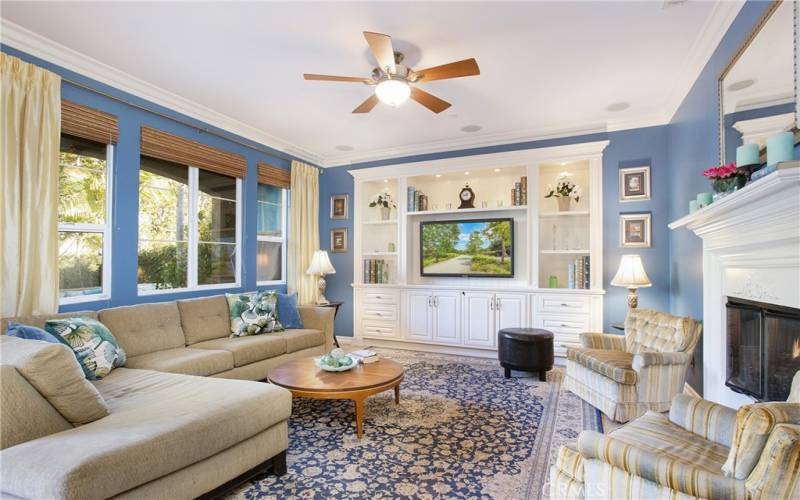 Family Room with blt-in cabinets