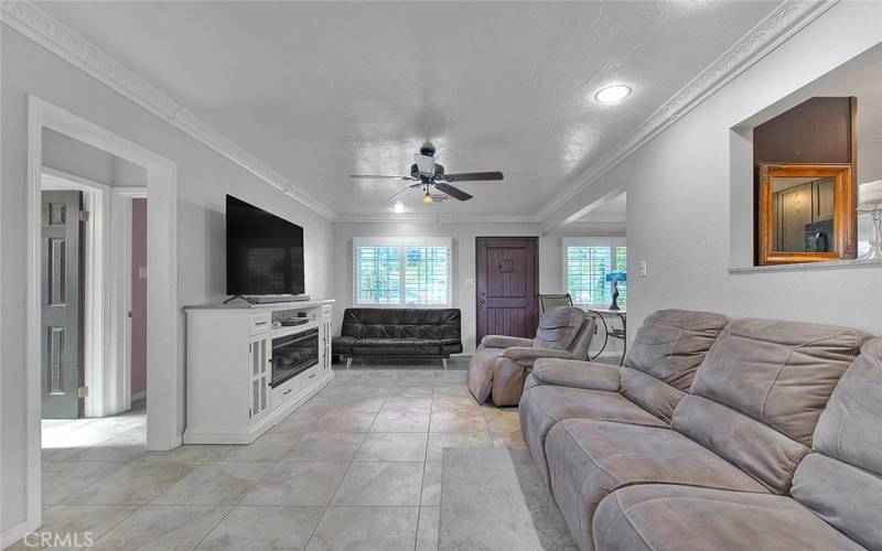 Front door and living room