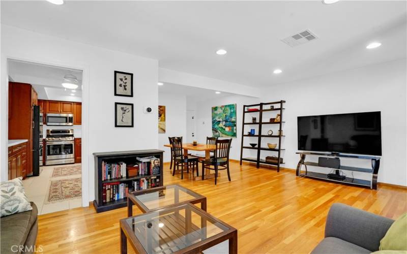 Open floor plan with hardwood flooring.