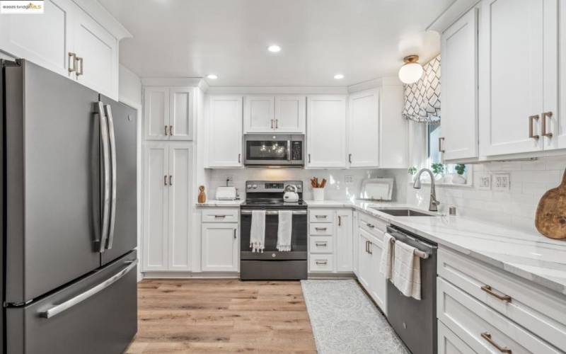 Elegant kitchen and sleek appliances.