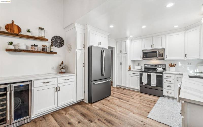 Elegant kitchen and sleek appliances.