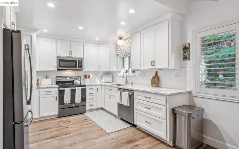 Elegant kitchen and sleek appliances.