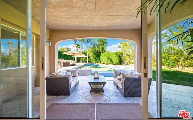 Covered patio by the pool