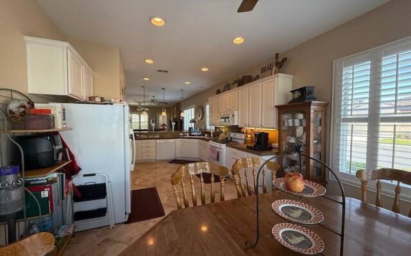 Kitchen with rack to dbl window