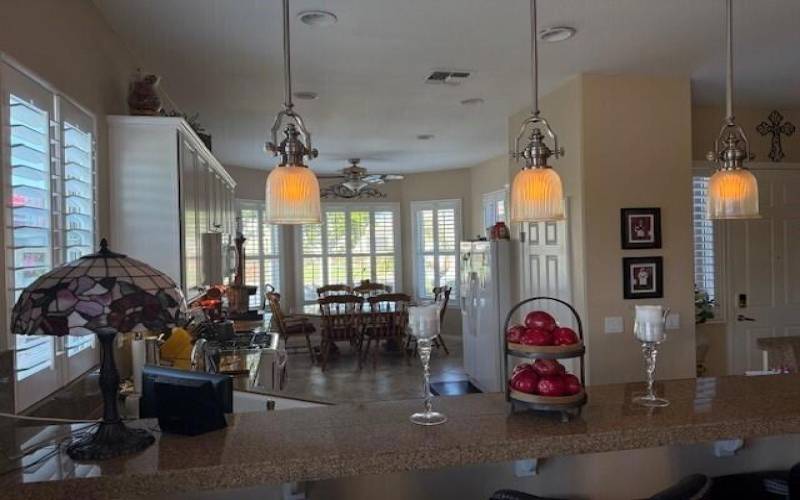 Kitchen over counter window to door