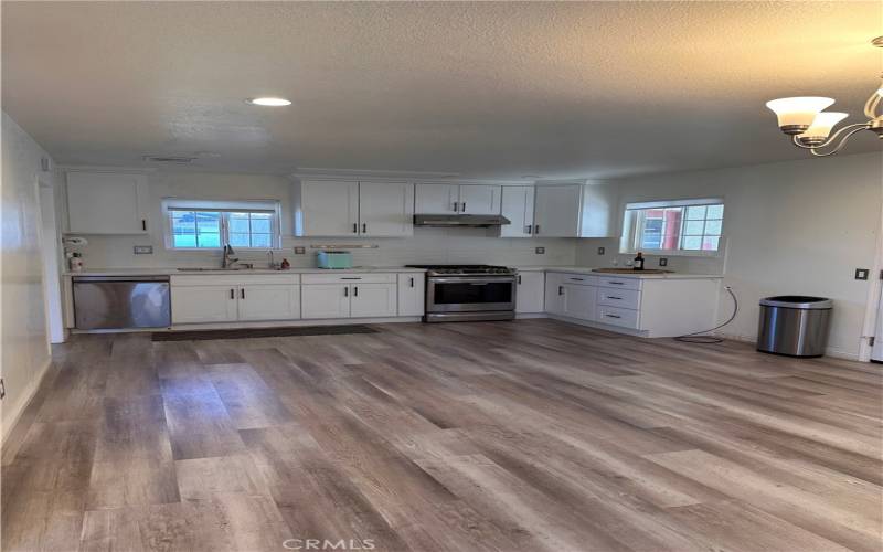 Open kitchen and dining area.