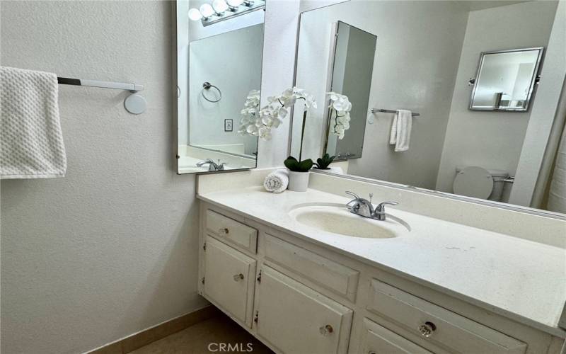 bathroom sink area