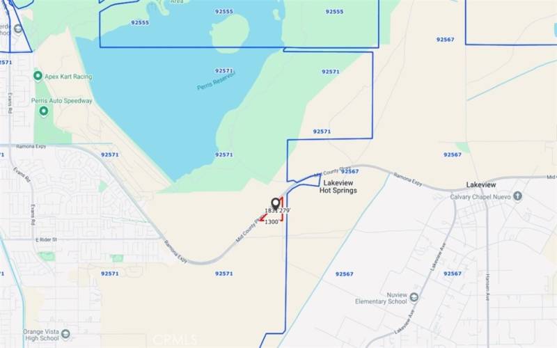 map with subject and zip codes area