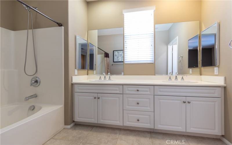 Dual vanity in primary bath.