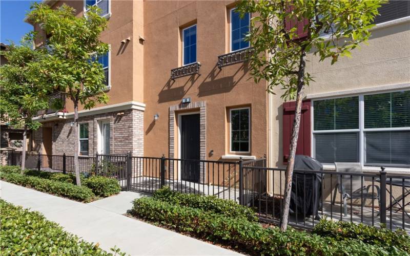 Gated front patio entry.