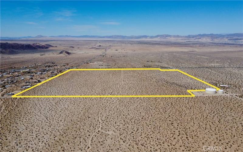 Sullivam At the Bottom, Lear Rd on Left, Shoshone Valley Rd on Righr Twentynine Palms Hwy at the Top, with the United States Marine Corps Base Above.