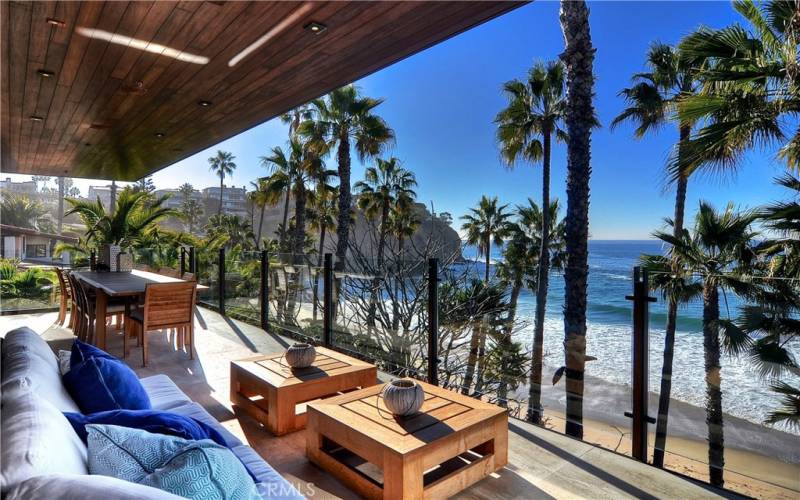 Imagine sitting here on your own private balcony overlooking the private beach of Irvine Cove.