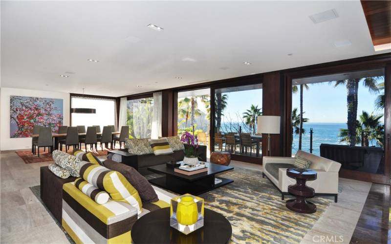 Living Room with oceanfront balcony